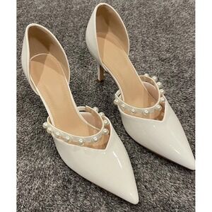Women's Wedding Bridal pearl white Dress high heels NIB size 9 Formal
